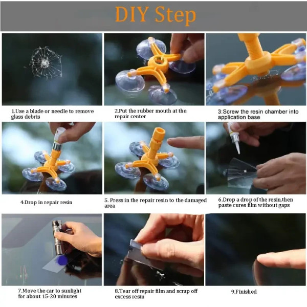 Полный набор для ремонта лобового стекла Sunroz Windshield Repair Kit