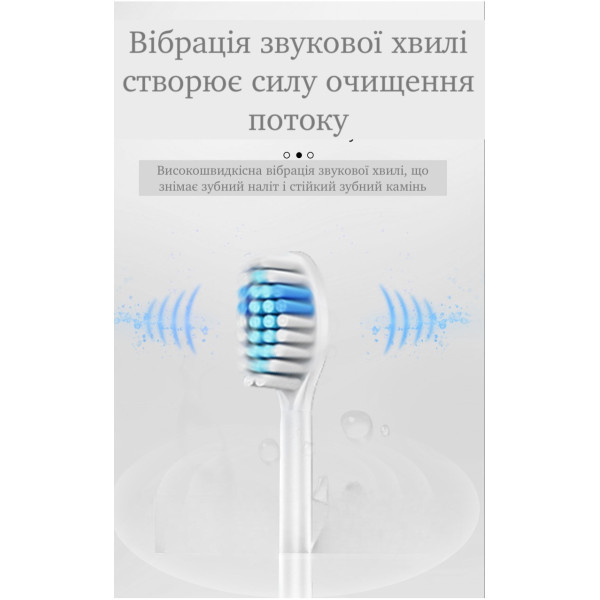 Электрическая зубная щетка звуковая с 6 режимами, мягкая щетина DuPont, 4 насадки, кейс