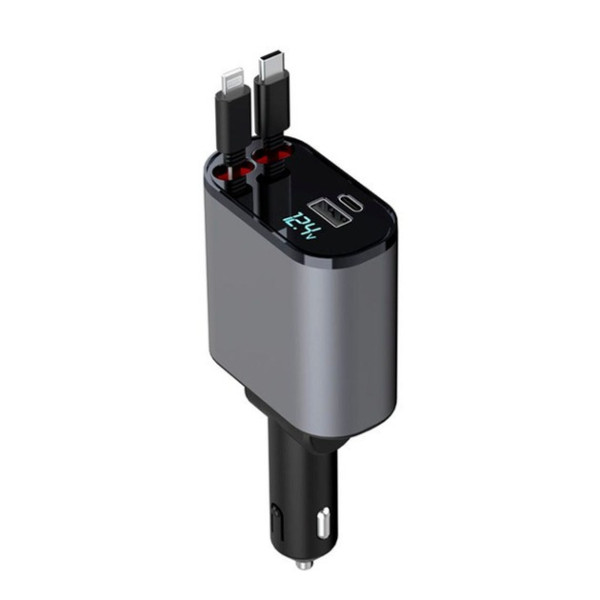 Автозарядное устройство Hugeel HG-CC11 в прикуриватель, 66 Вт, QC 3.0, PD, кабели Type-C/Lightning