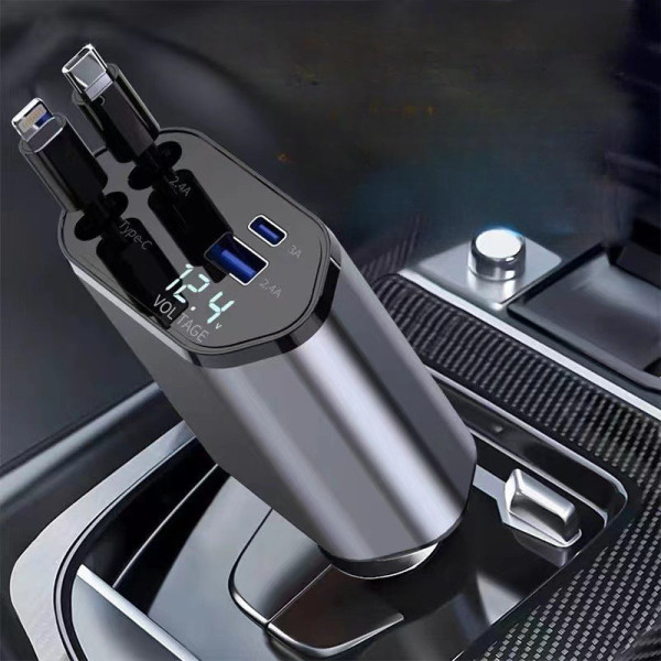 Автозарядное устройство Hugeel HG-CC11 в прикуриватель, 66 Вт, QC 3.0, PD, кабели Type-C/Lightning