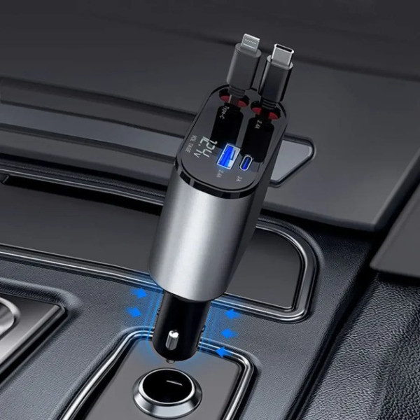 Автозарядное устройство Hugeel HG-CC11 в прикуриватель, 66 Вт, QC 3.0, PD, кабели Type-C/Lightning