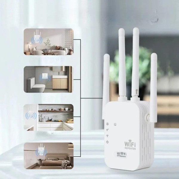 Wi-Fi репитер 2.4G 300 Мбит/с, 4 антенны, ретранслятор, режим AP, WPS, LAN