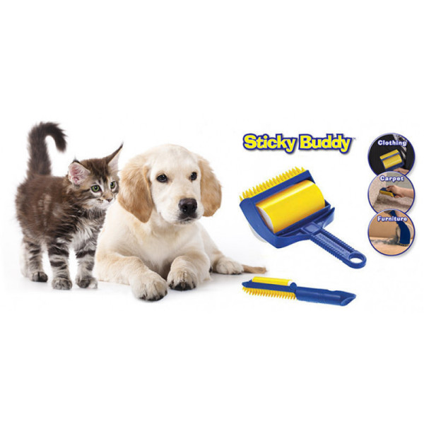 Липкий вали и щетка для уборки Sticky Buddy, от шерсти и грязи