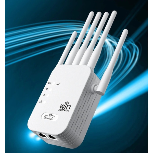 Двухдиапазонный Wi-Fi репитер 2.4/5 ГГц 1200 Мбит/с, 6 антенн, RJ45, режим AP