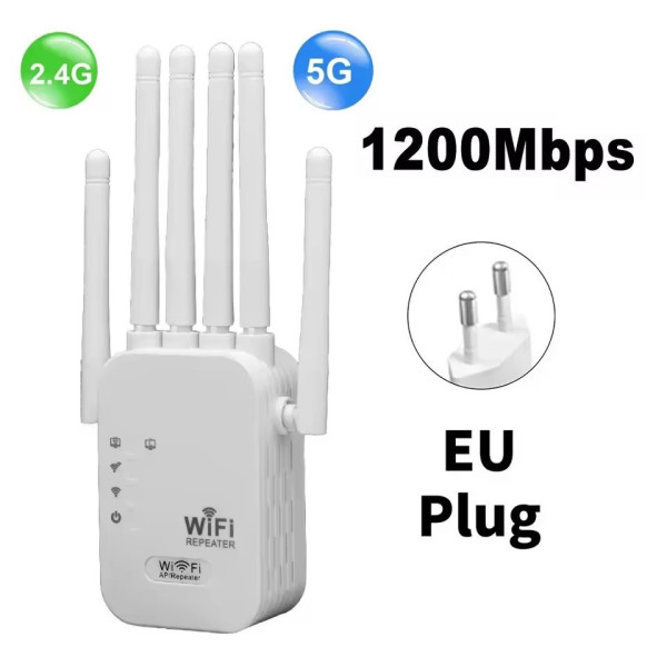 Двухдиапазонный Wi-Fi репитер 2.4/5 ГГц 1200 Мбит/с, 6 антенн, RJ45, режим AP