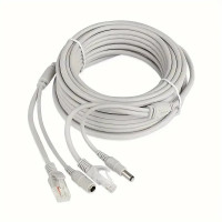 Готовый кабель RJ45+DC 10 м для видеонаблюдения, медный, двухжильный, комбинированный