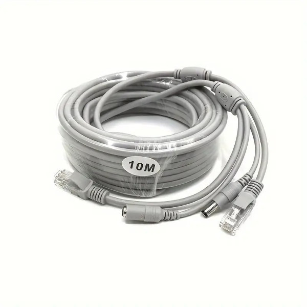 Готовый кабель RJ45+DC 10 м для видеонаблюдения, медный, двухжильный, комбинированный