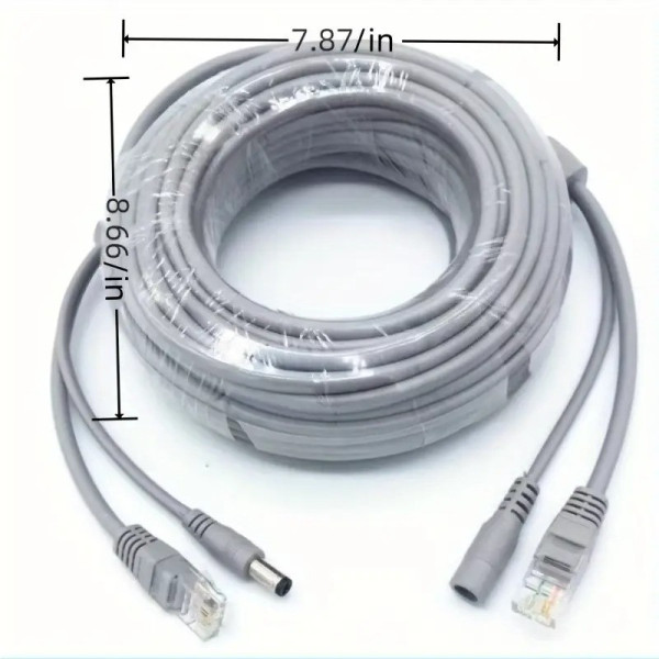 Готовый кабель RJ45+DC 10 м для видеонаблюдения, медный, двухжильный, комбинированный
