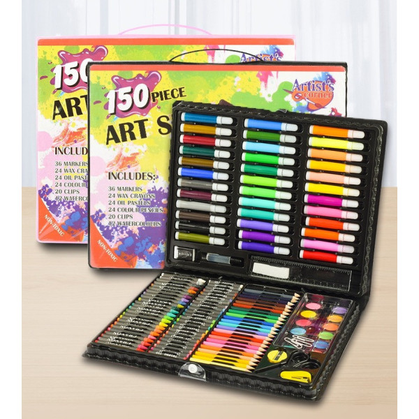 Набор для рисования Art Set 150 предметов в черном кейсе для детей и подростков