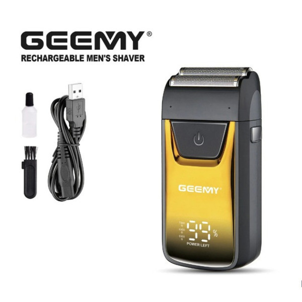 Аккумуляторная электробритва Geemy GM-9012 шейвер сеточного типа с дисплеем для сухого бритья