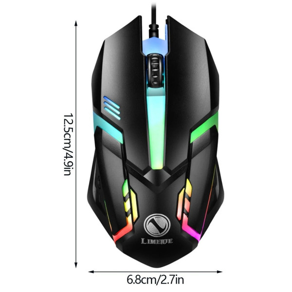 Проводная игровая мышь X3 с LED подсветкой 1200 DPI USB черная