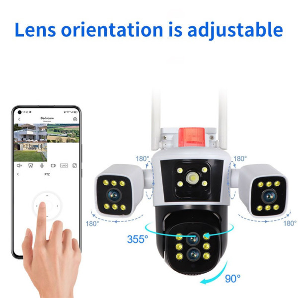 IP WiFi PTZ камера 12MP JE-190-1/2 с тремя объективами ночное видение