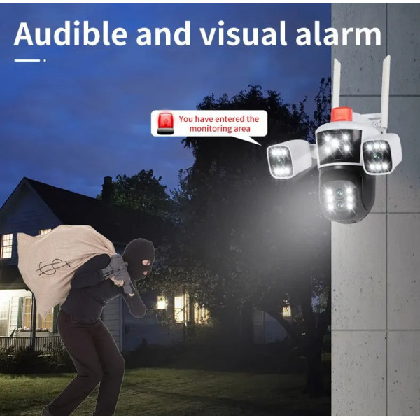 IP WiFi PTZ камера 12MP JE-190-1/2 с тремя объективами ночное видение