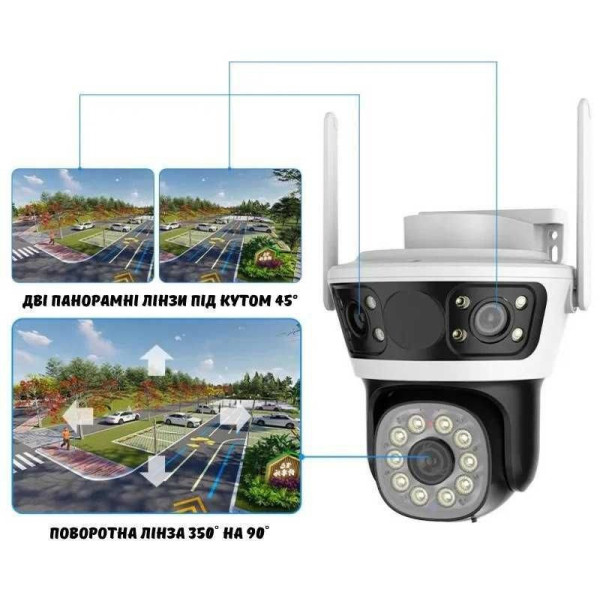 Камера видеонаблюдения 3 линзы Q70 2+2+2 Мп 4G Wi-Fi LAN ночное видение датчик движения