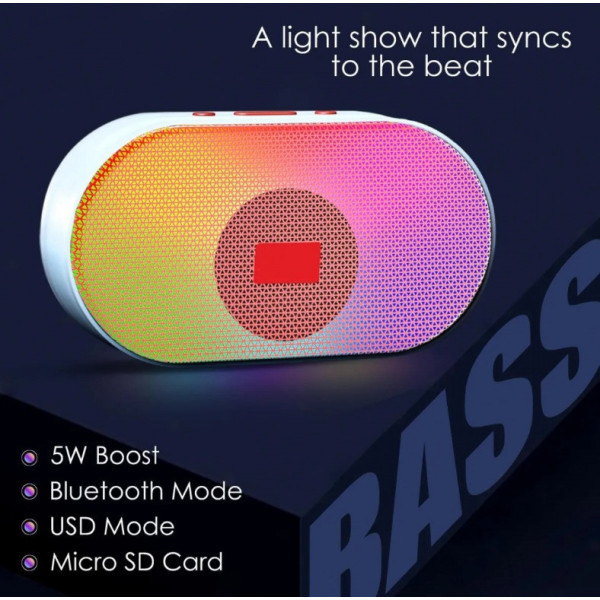 Портативная колонка SPS L-003BT с RGB подсветкой, 5 Вт, поддержка TF/USB