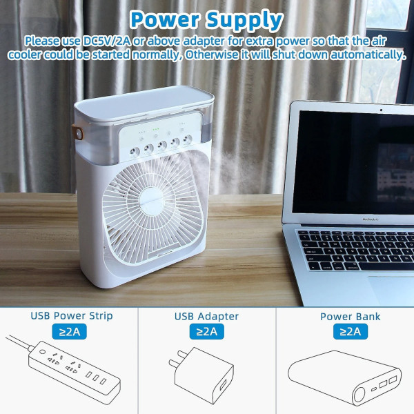 Мини кондиционер-увлажнитель AIR COOLER FAN 4-в-1, резервуар 600 мл, подсветка
