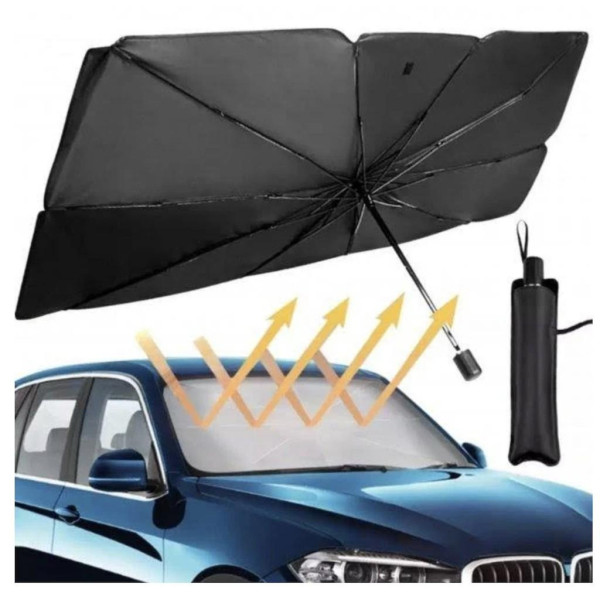 Солнцезащитный автозонт Car Umbrella 140×78 см, складной, черный