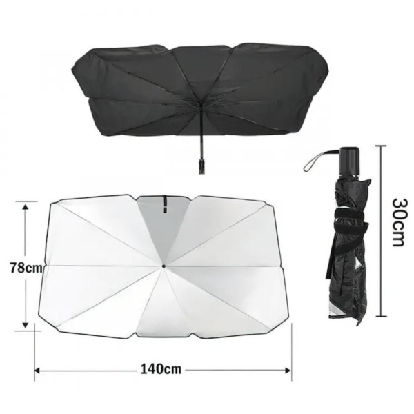 Солнцезащитный автозонт Car Umbrella 140×78 см, складной, черный