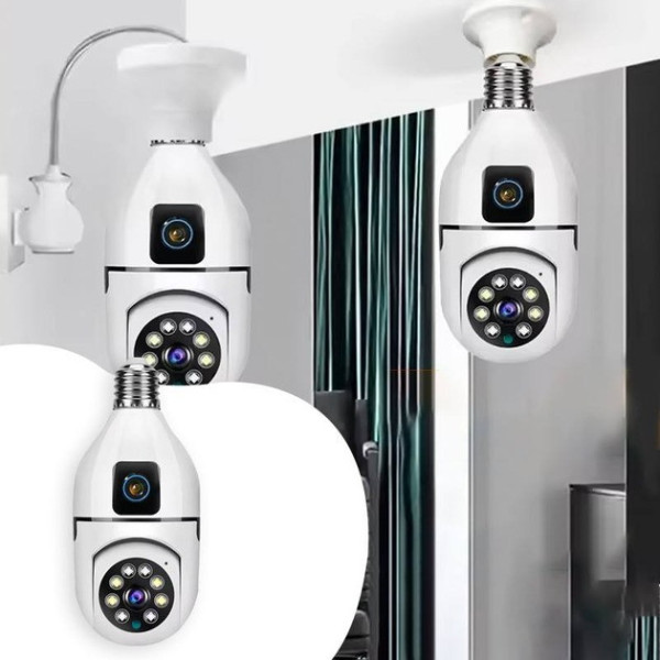 Двойная Wi-Fi камера E27 Sq02, датчик движения, ночное видение, двусторонняя связь, установка в патрон