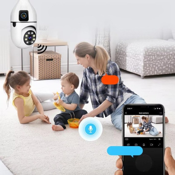 Двойная Wi-Fi камера E27 Sq02, датчик движения, ночное видение, двусторонняя связь, установка в патрон