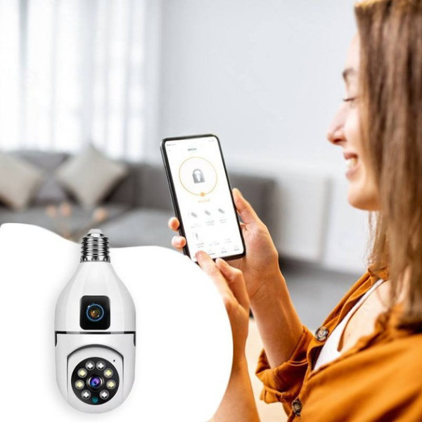 Двойная Wi-Fi камера E27 Sq02, датчик движения, ночное видение, двусторонняя связь, установка в патрон