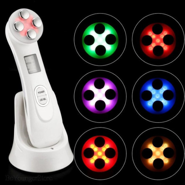 Микротоковый массажер для лица 6 в 1 с RF-лифтингом, EMS, LED-фототерапией, омоложение кожи
