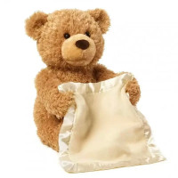 Детская интерактивная игрушка плюшевый мишка Peekaboo Bear, 30 см высота, коричневый, на батарейках
