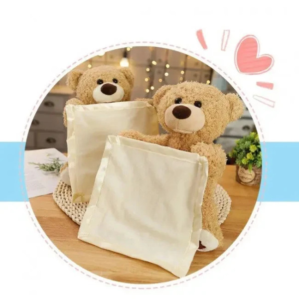 Детская интерактивная игрушка плюшевый мишка Peekaboo Bear, 30 см высота, коричневый, на батарейках