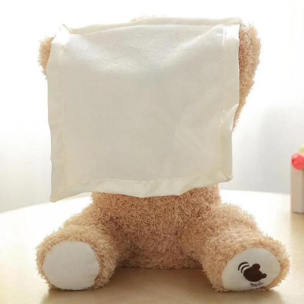 Детская интерактивная игрушка плюшевый мишка Peekaboo Bear, 30 см высота, коричневый, на батарейках