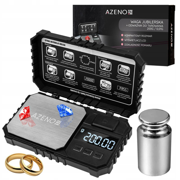 Электронные ювелирные весы Azeno AZ-0115 600 г / 0.01 г, с калибровкой