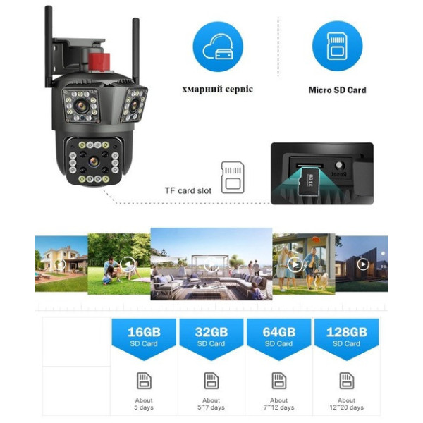 Уличная Wi-Fi камера HW-SM1-20S 12 МП с 3 объективами, PTZ