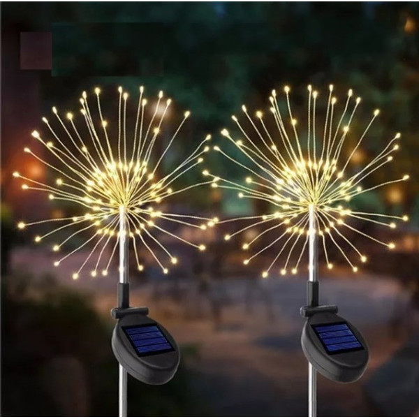Солнечный светодиодный фонарь «Фейерверк» 180 LED, теплый белый, IP65
