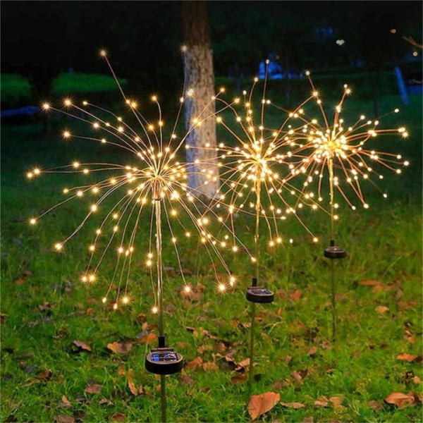 Солнечный светодиодный фонарь «Фейерверк» 180 LED, теплый белый, IP65