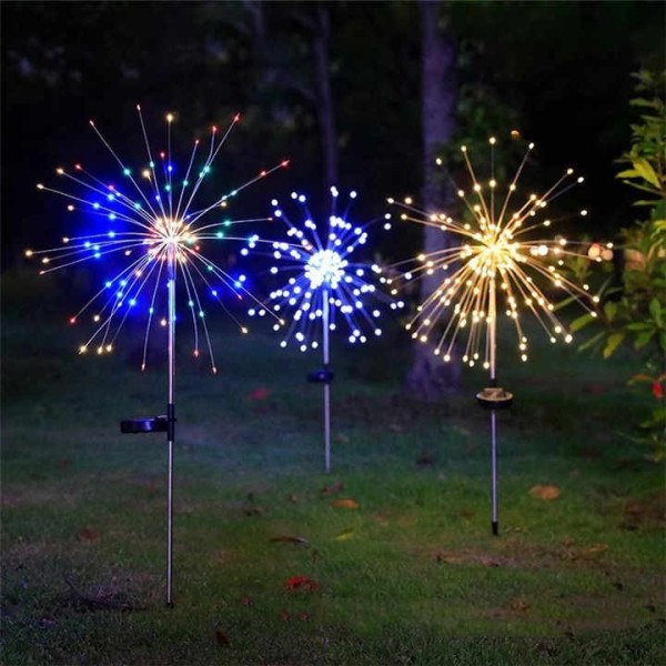 Солнечный светодиодный фонарь «Фейерверк» 180 LED, теплый белый, IP65