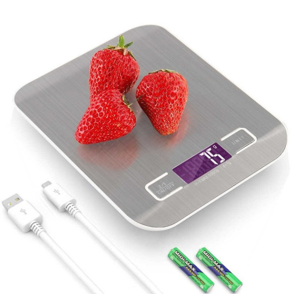 Цифровые кухонные весы AND906 с LCD-дисплеем, USB и батарейное питание