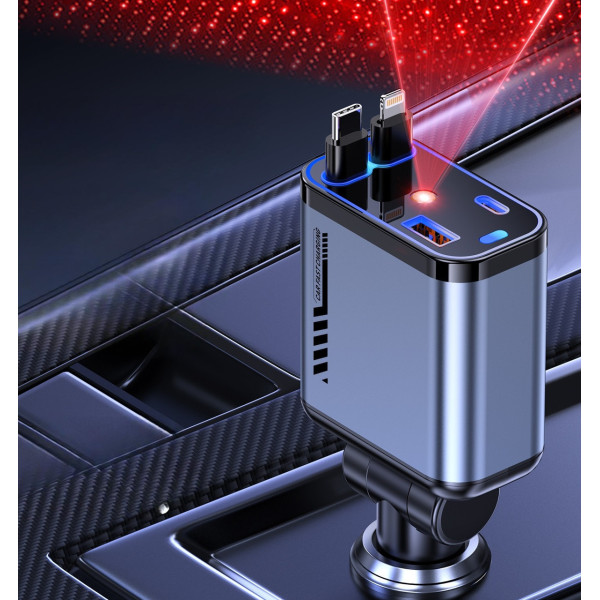 Авто зарядка «Звёздное небо» USB, Type-C, Lightning, 66 Вт, QC 3.0, PD