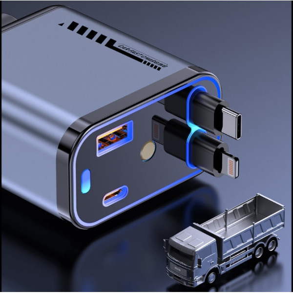 Авто зарядка «Звёздное небо» USB, Type-C, Lightning, 66 Вт, QC 3.0, PD