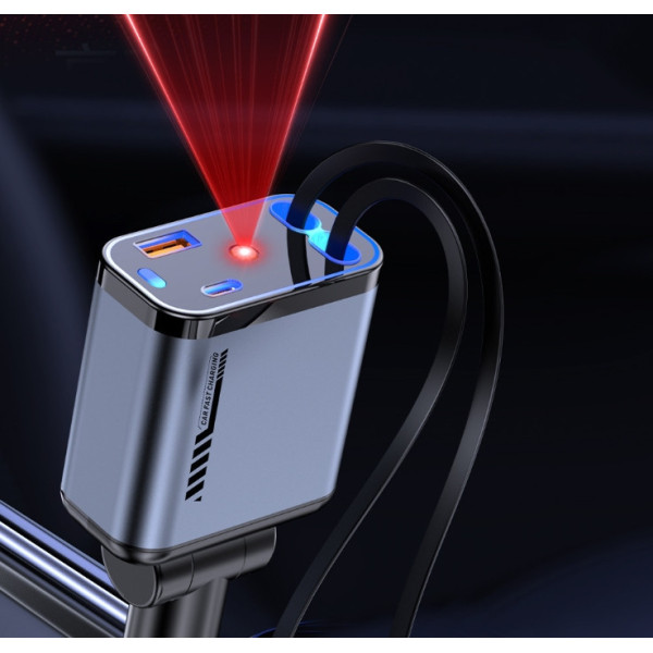 Авто зарядка «Звёздное небо» USB, Type-C, Lightning, 66 Вт, QC 3.0, PD