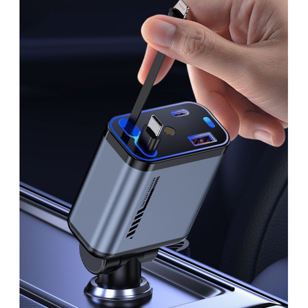 Авто зарядка «Звёздное небо» USB, Type-C, Lightning, 66 Вт, QC 3.0, PD