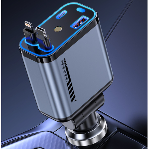 Авто зарядка «Звёздное небо» USB, Type-C, Lightning, 66 Вт, QC 3.0, PD