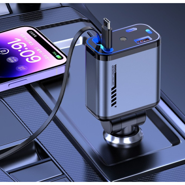 Авто зарядка «Звёздное небо» USB, Type-C, Lightning, 66 Вт, QC 3.0, PD