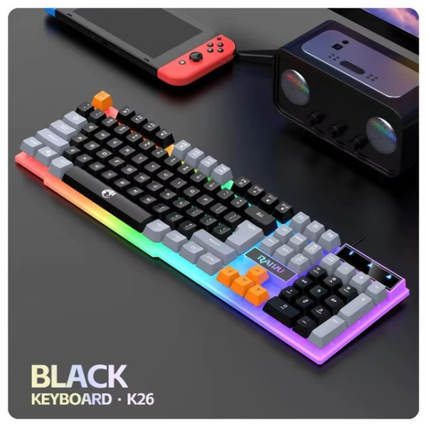 Игровая клавиатура Raiku K26 мембранная, 104 клавиши, подсветка, USB
