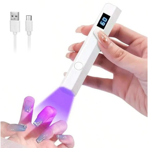 Аккумуляторная UV LED лампа-фонарик 3W для ногтей с дисплеем и таймером