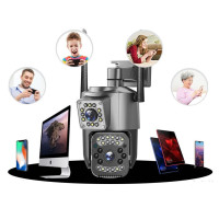 Уличная камера видеонаблюдения SC03 V380pro, 2 линзы, Wi-Fi и LAN