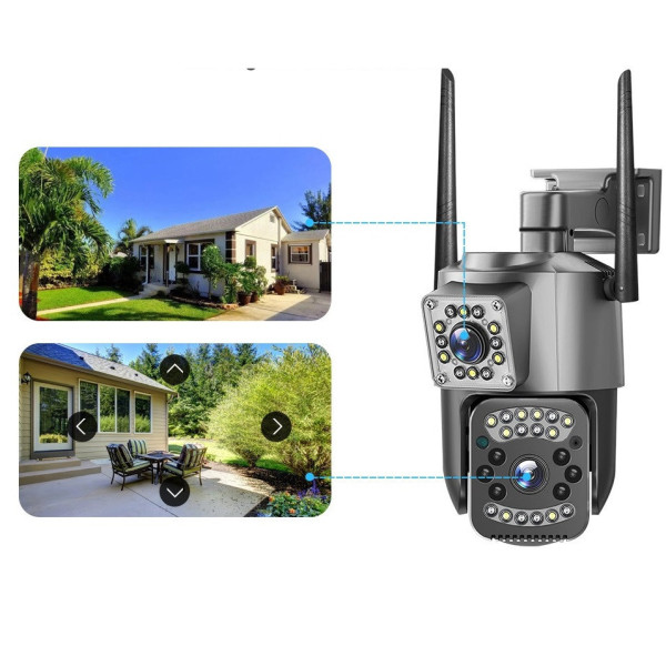 Уличная камера видеонаблюдения SC03 V380pro, 2 линзы, Wi-Fi и LAN
