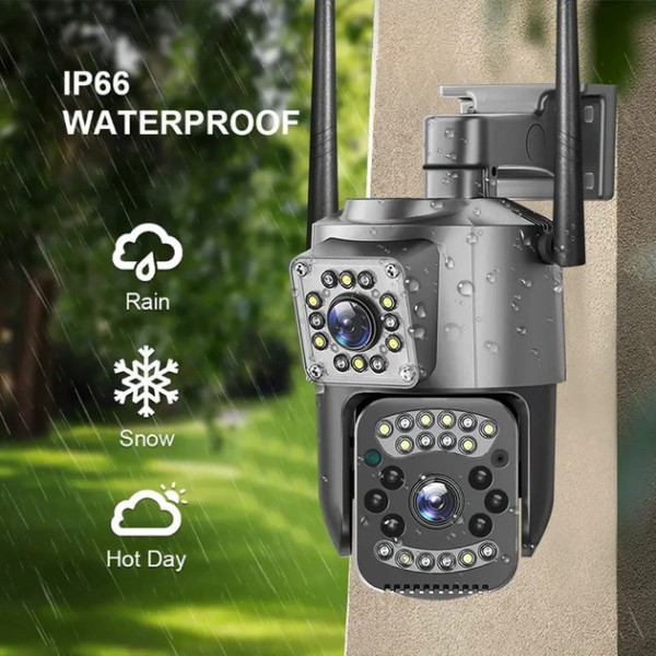 Уличная камера видеонаблюдения SC03 V380pro, 2 линзы, Wi-Fi и LAN