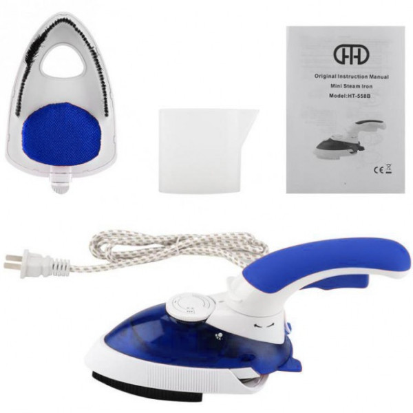 Паровой отпариватель Mini Steam Iron HT-558B, ручной дорожный утюг, компактный с щеткой