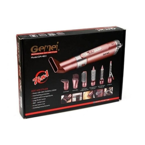 Фен-мультистайлер для сушки и укладки Gemei GM-4831, 2200 Вт, 7в1