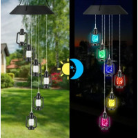 Садовая подвесная лампа Музыка ветра, 6 LED, разноцветная, солнечная батарея