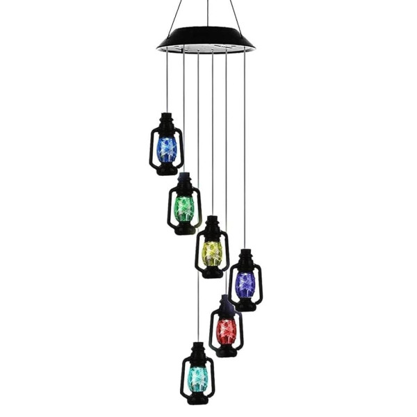 Садовая подвесная лампа Музыка ветра, 6 LED, разноцветная, солнечная батарея